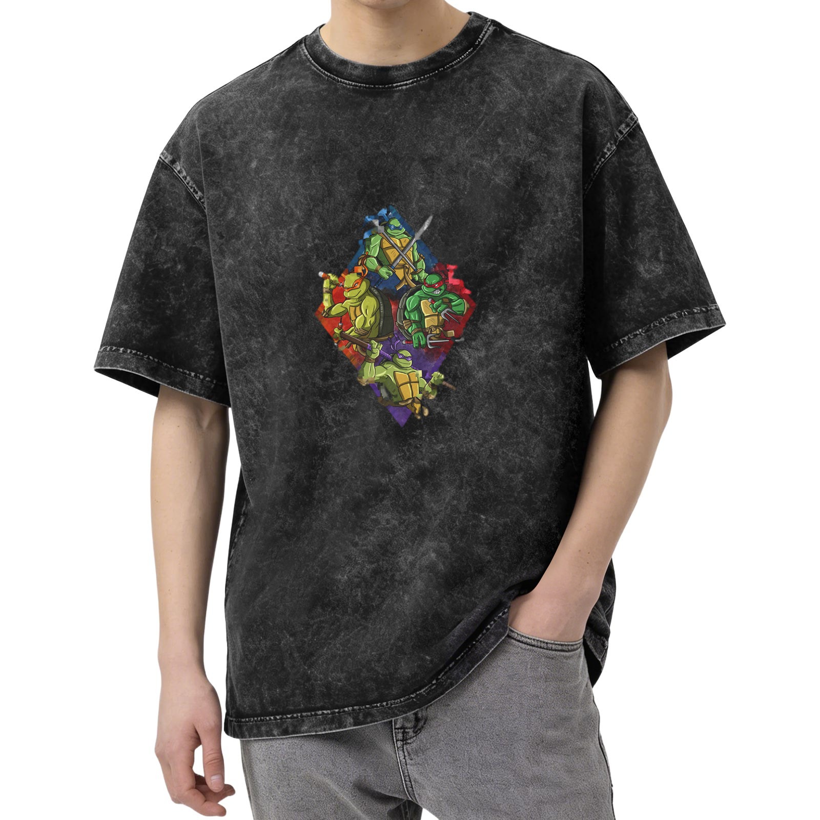 Teenage Mutant Ninja Turtles Graphic Stonewashed Black T-Shirt