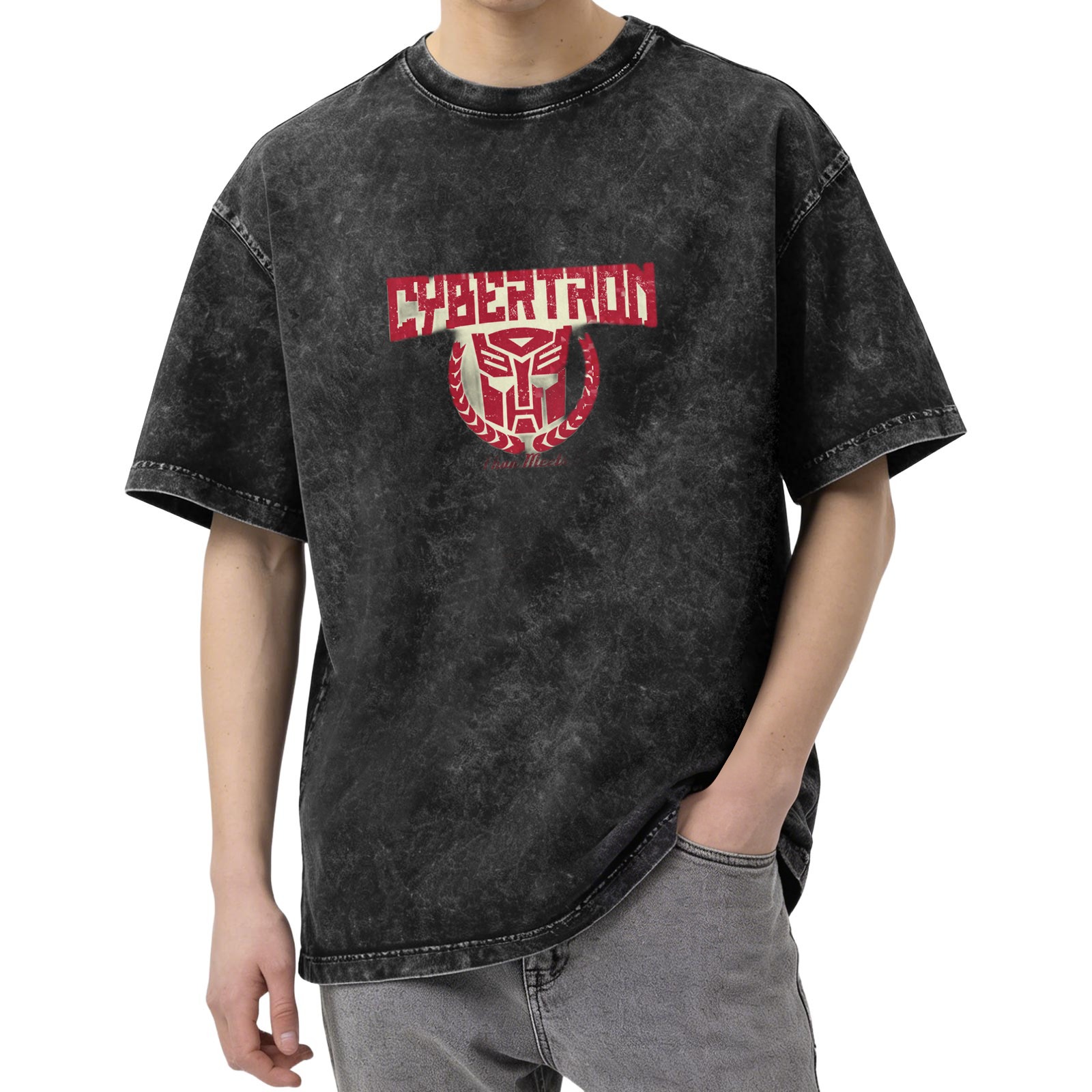 Cybertron Autobot Logo Vintage Wash Black T-Shirt