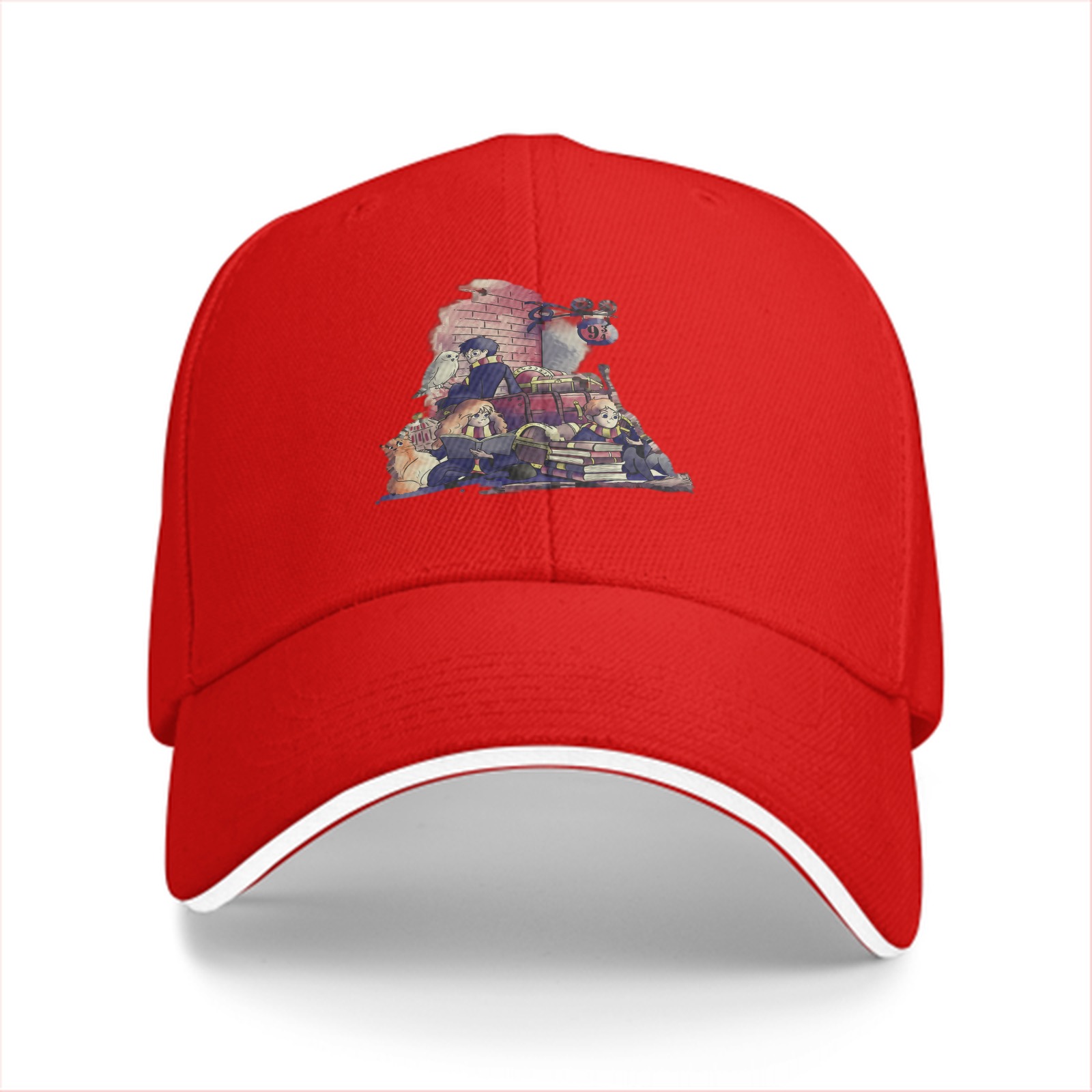 Black baseball cap with Harry Potter themed graphic print