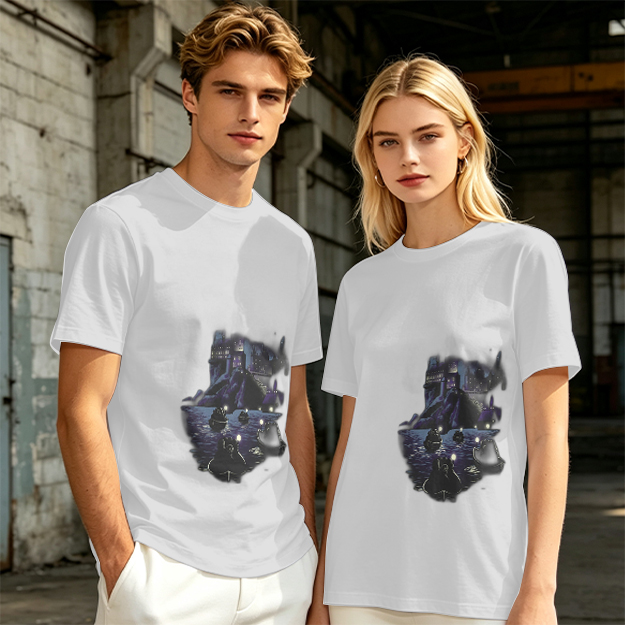 Olive Green T-Shirt With Dark Night Scene Graphic Print