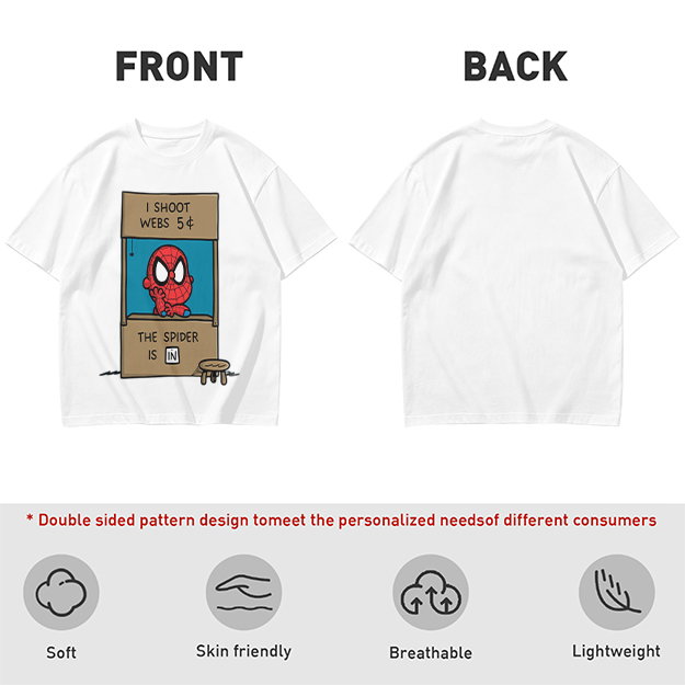 Olive t-shirt with cartoon Spider-Man web stand print