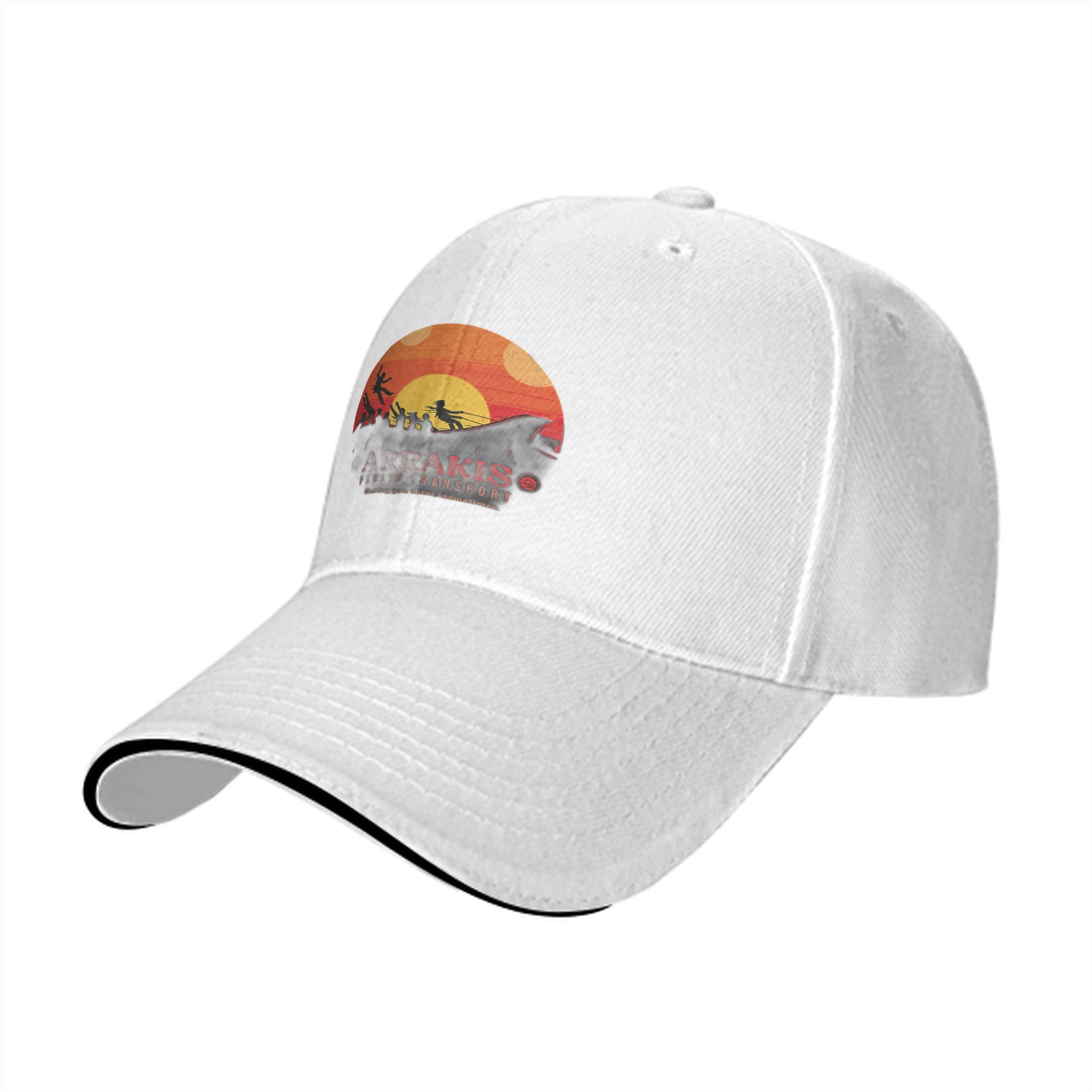 Black Baseball Cap with Sci-Fi Desert Sunset Graphic