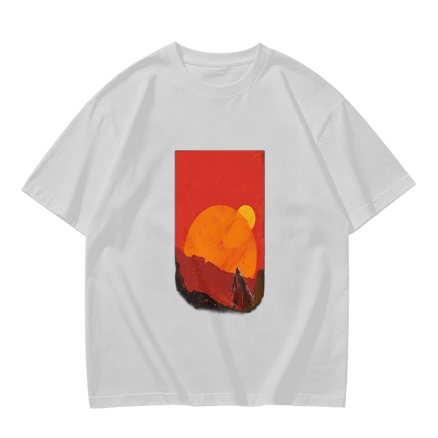 Olive T-Shirt with Desert Sunset Silhouette Graphic