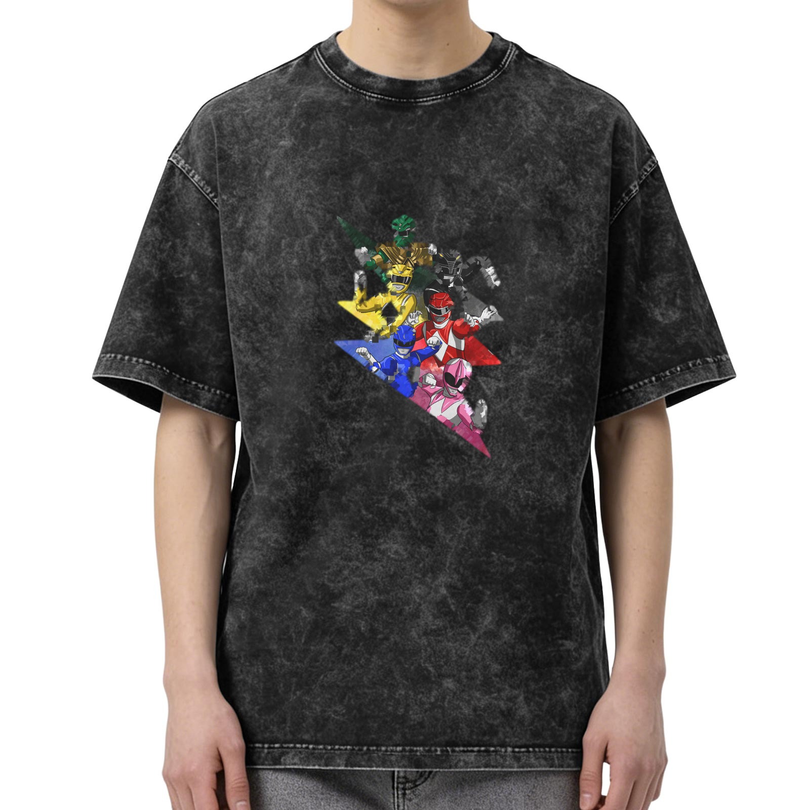 Power Rangers Graphic Dark Wash Oversized T-Shirt