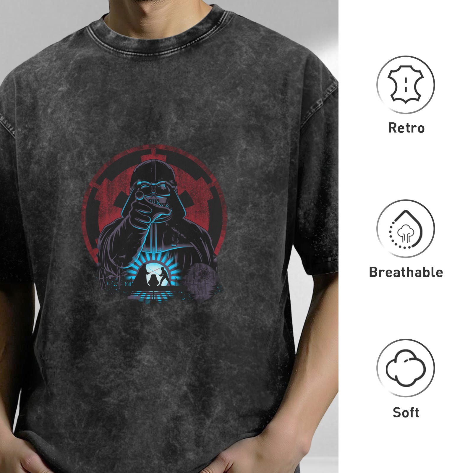 Star Wars Darth Vader Graphic Stonewashed Cotton T-Shirt