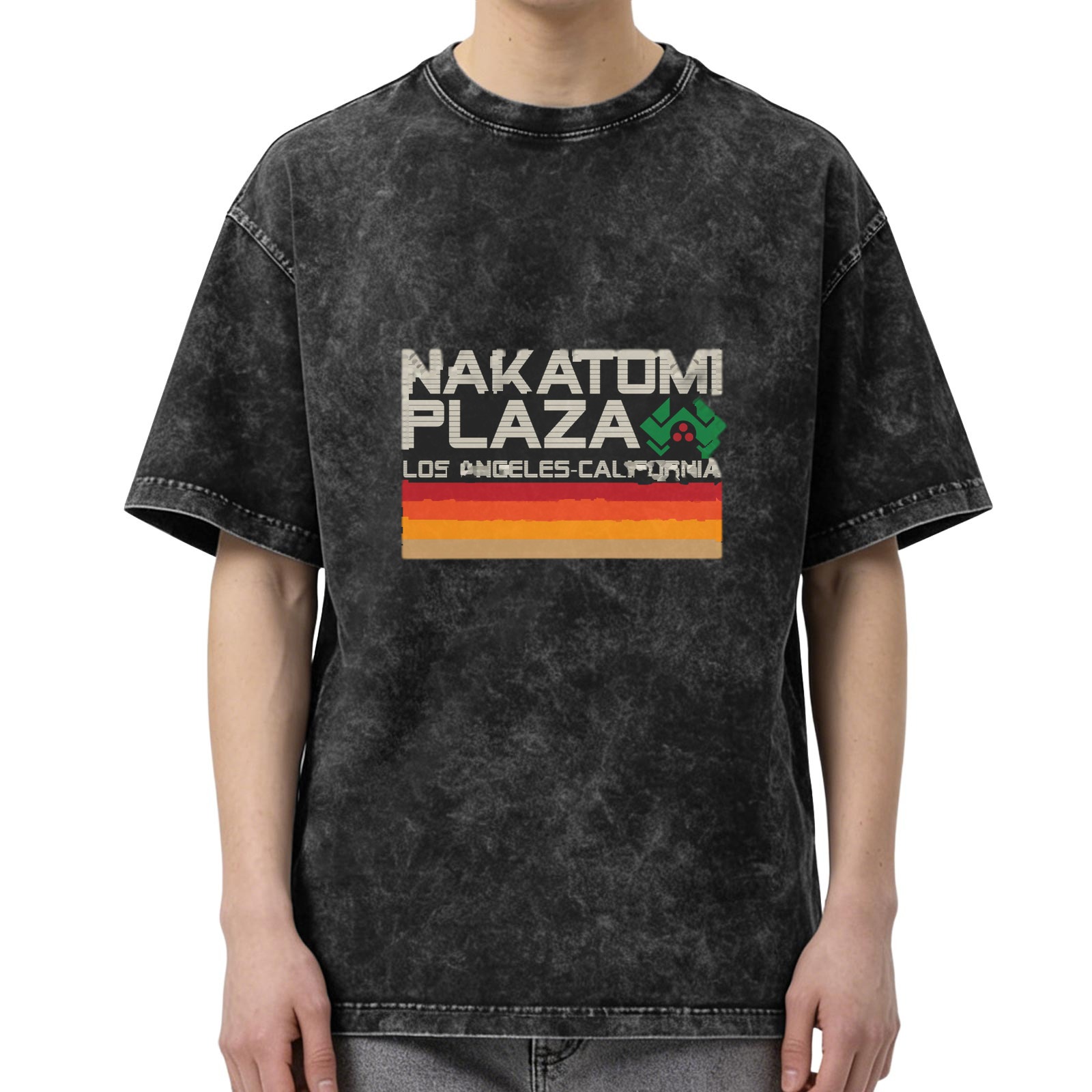 Nakatomi Plaza Los Angeles California Vintage Graphic Acid Wash T-Shirt