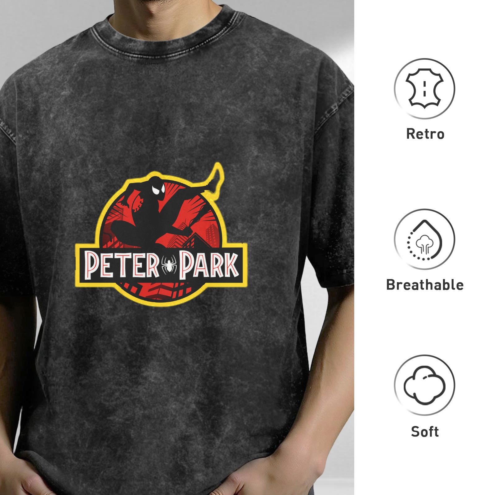 Peter Park Spider-Man Graphic Acid Wash T-Shirt