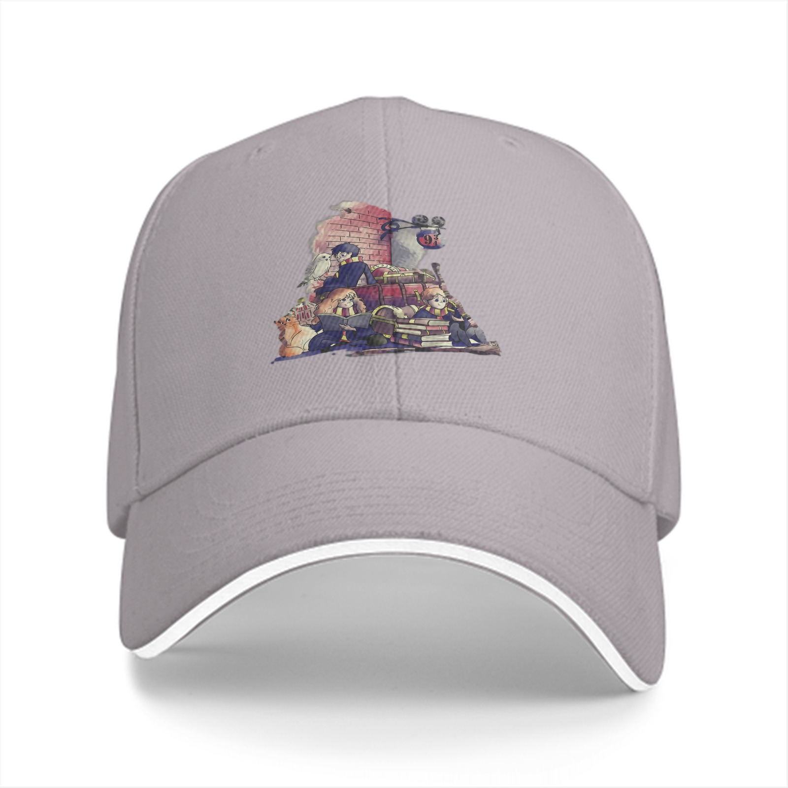 Black baseball cap with Harry Potter themed graphic print