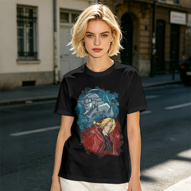Fullmetal Alchemist Elric Brothers Graphic Olive T-Shirt