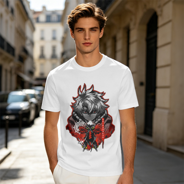 Olive Anime Character Graphic Short Sleeve T-Shirt