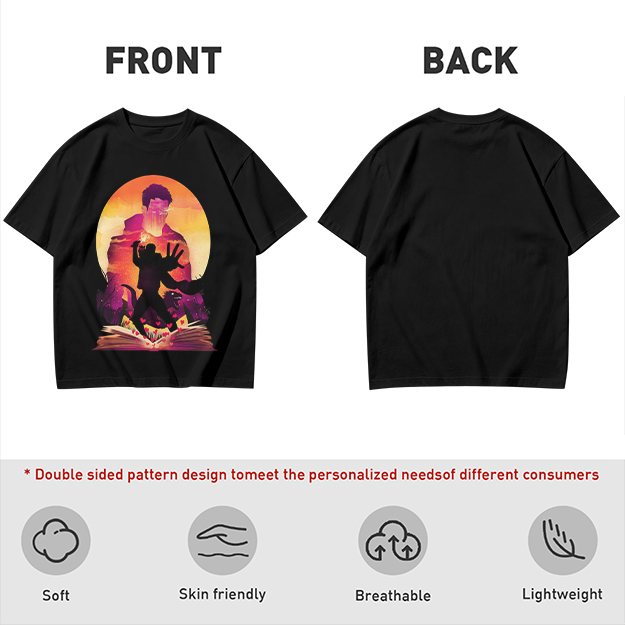 Olive T-Shirt With Fantasy Sunset Silhouette Graphic Print