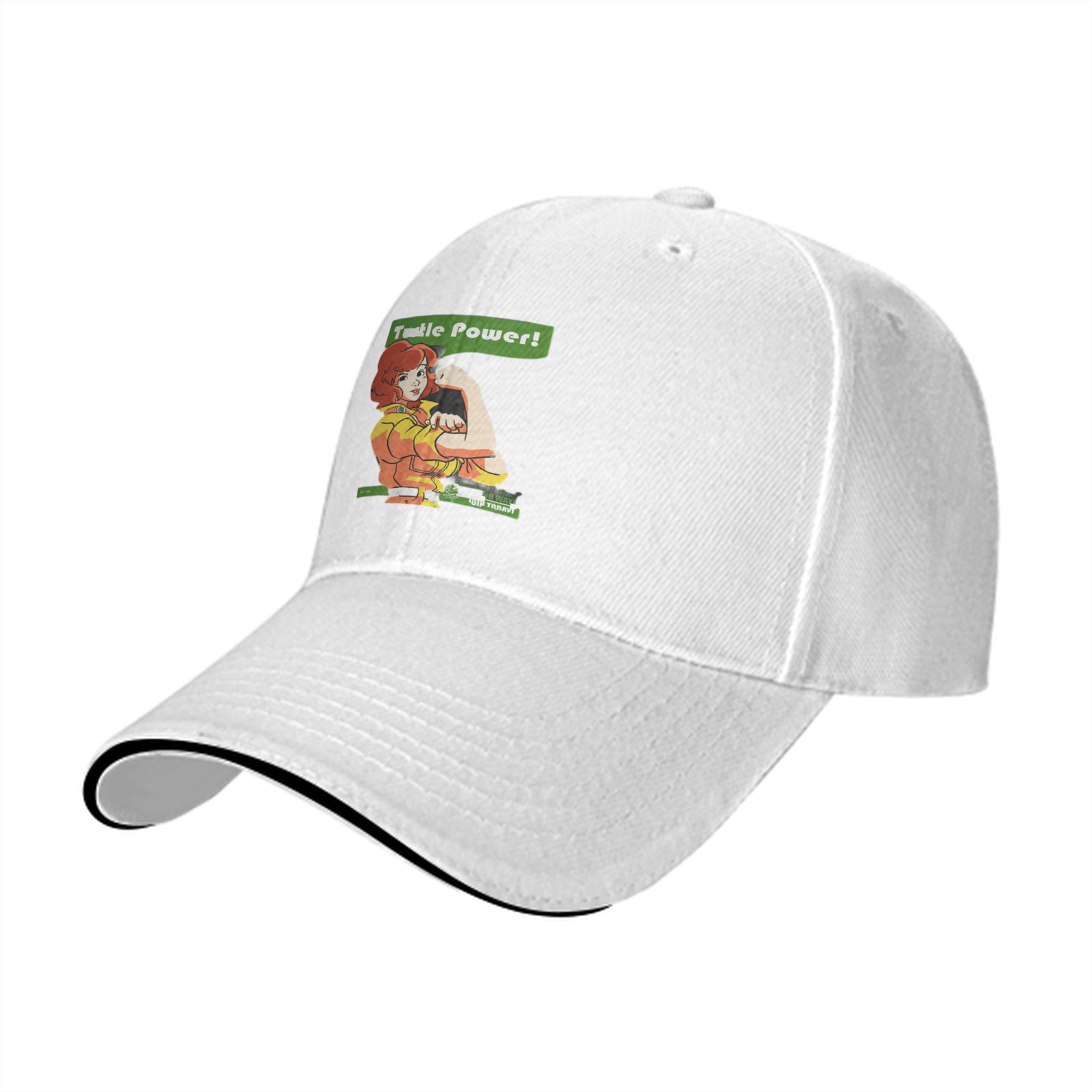 Black Baseball Cap With April O'Neil Turtle Power Graphic