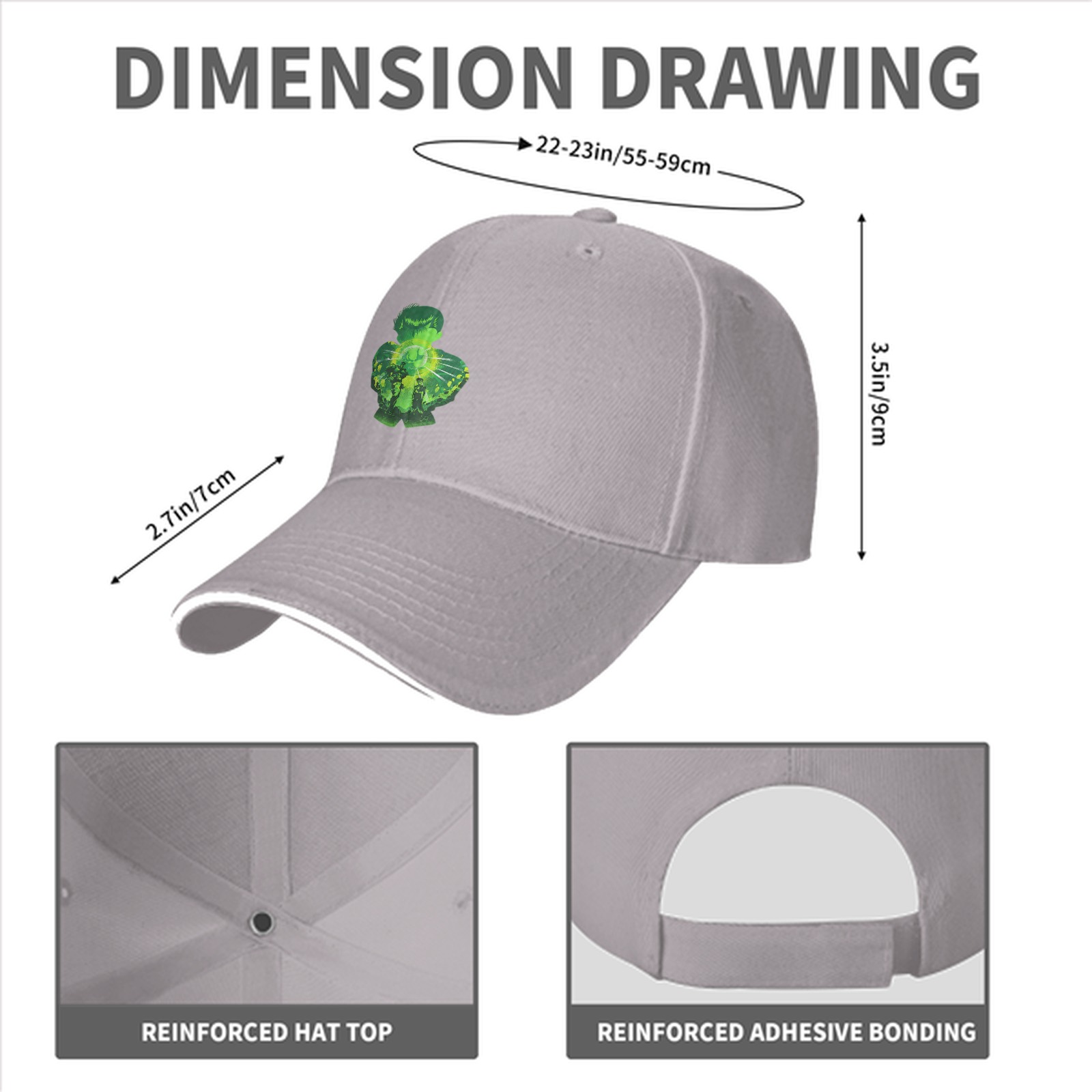 Black Baseball Cap With Green Clover Superhero Silhouette Art