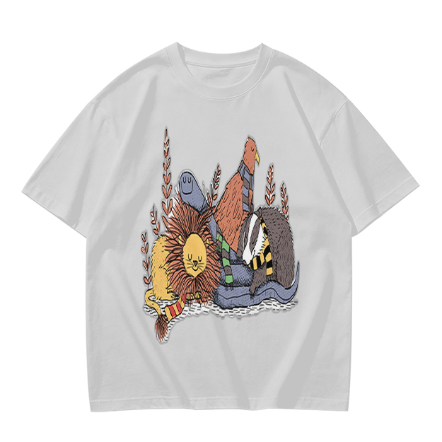 Olive Green T-Shirt With Whimsical Fantasy Creature Graphic Print