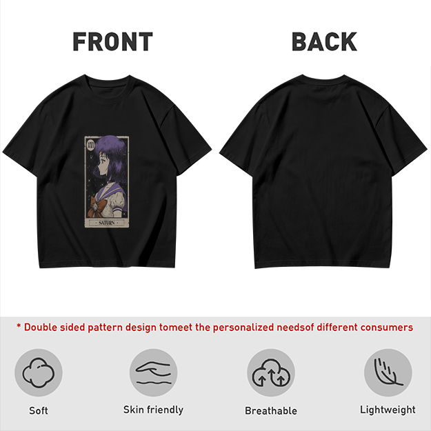 Olive T-Shirt with Sailor Saturn Anime Tarot Print
