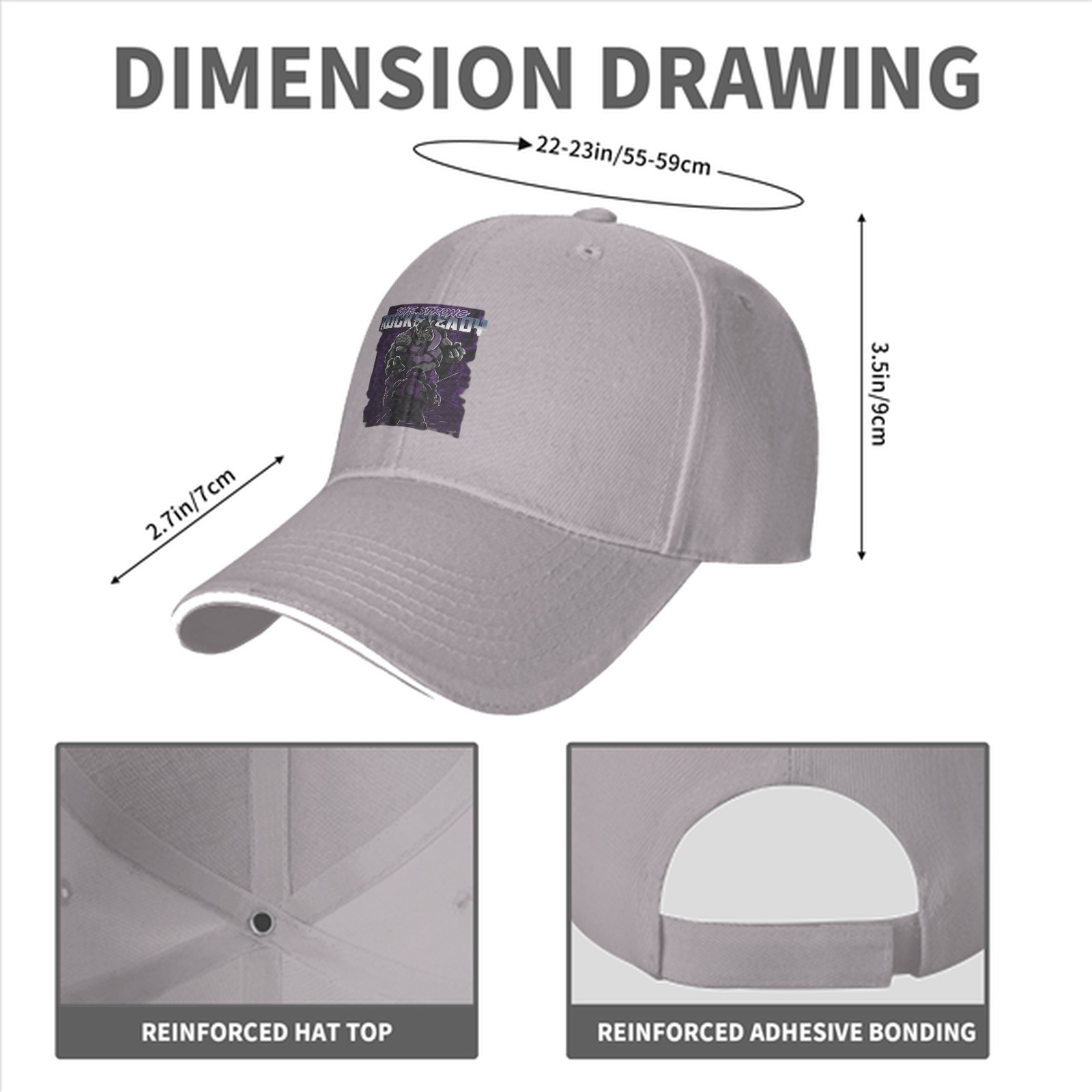 Black baseball cap with Rocksteady graphic print