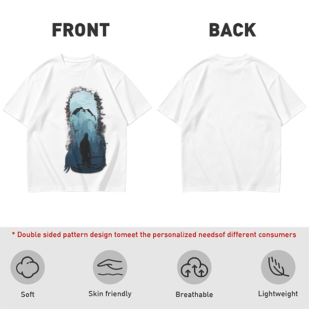 Olive T-Shirt With Dark Fantasy Silhouette And Dragon Print