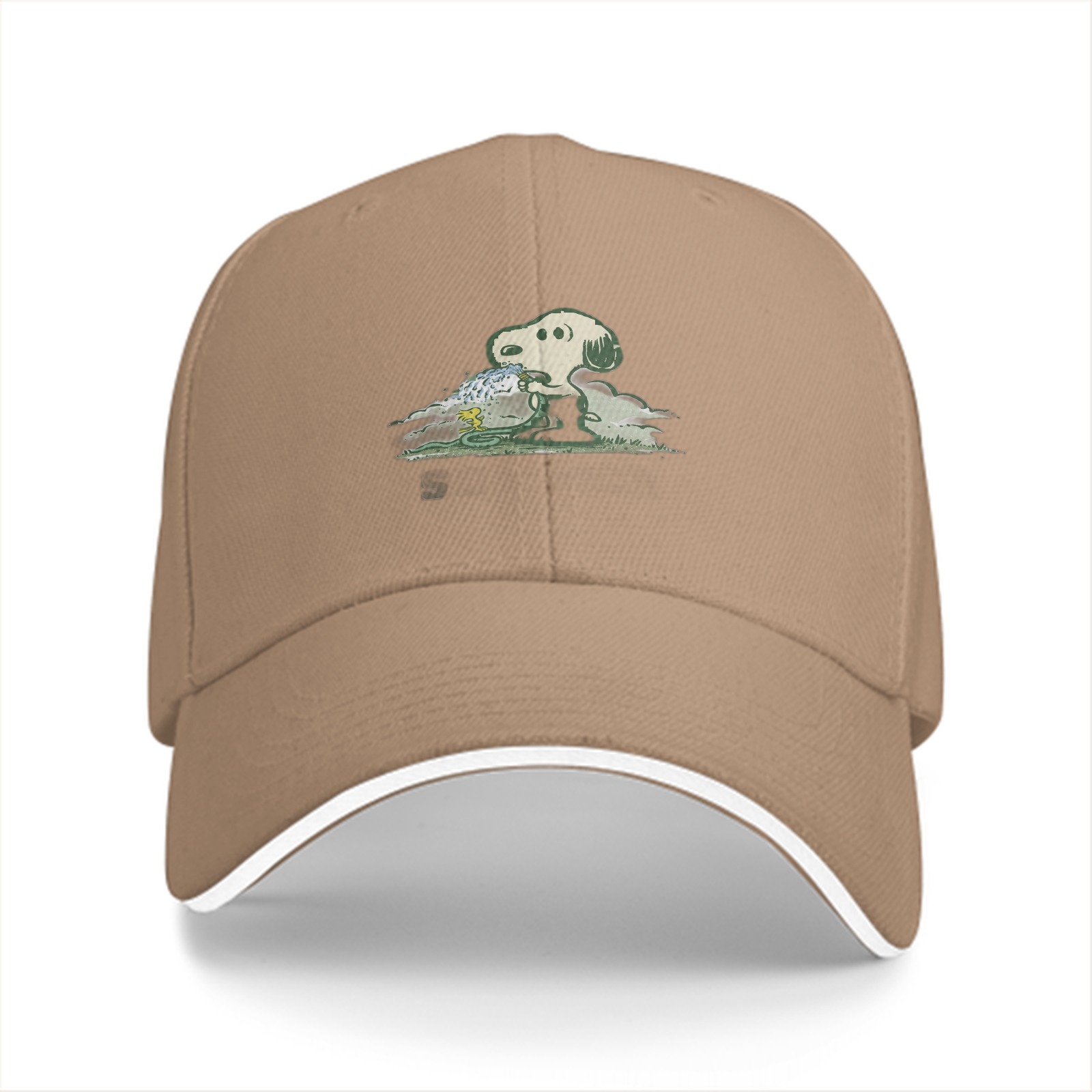 Black baseball cap with Snoopy watering design