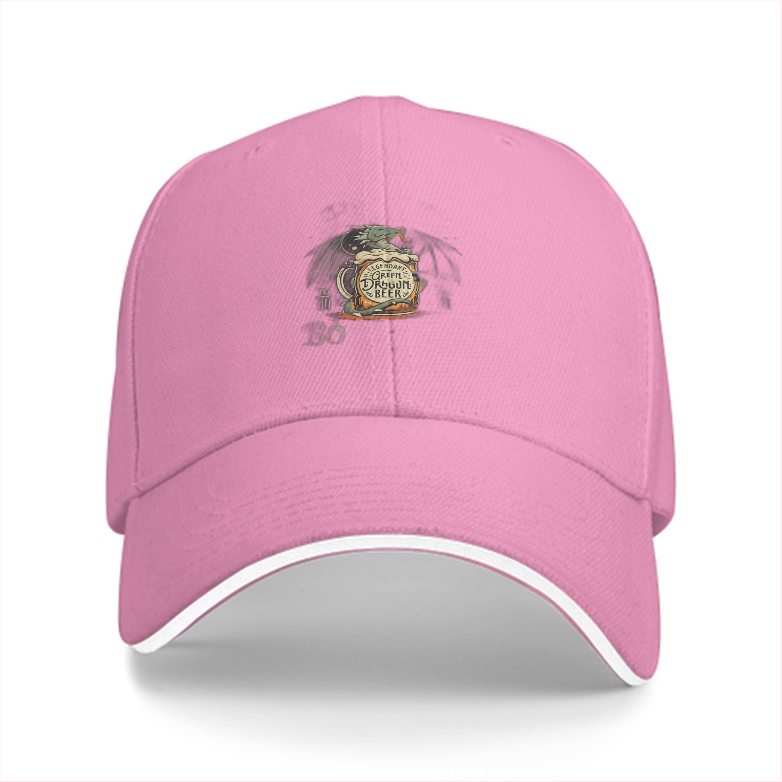 Black Baseball Cap With Dragon Beer Graphic Print