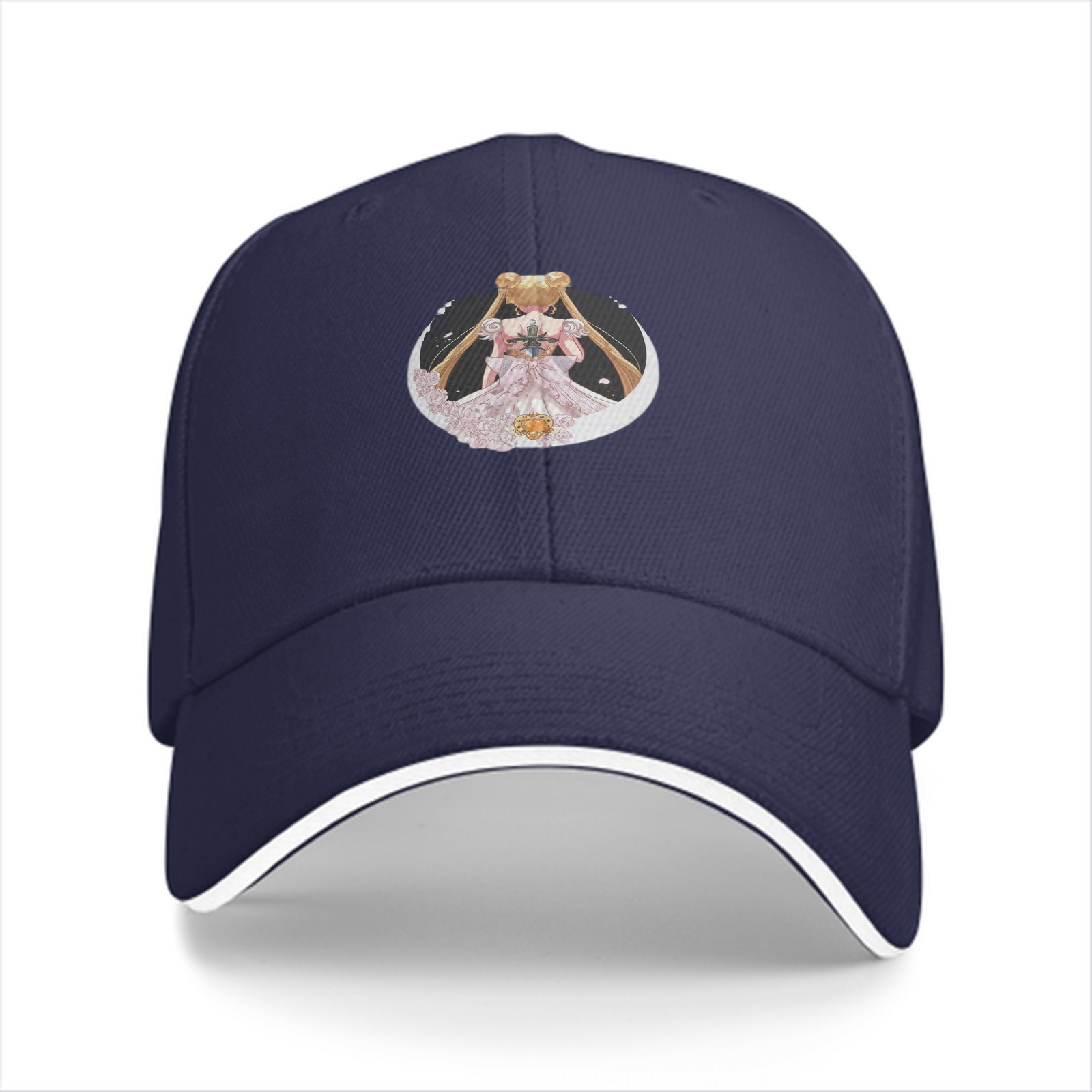 Black Baseball Cap With Princess Serenity Moon Print