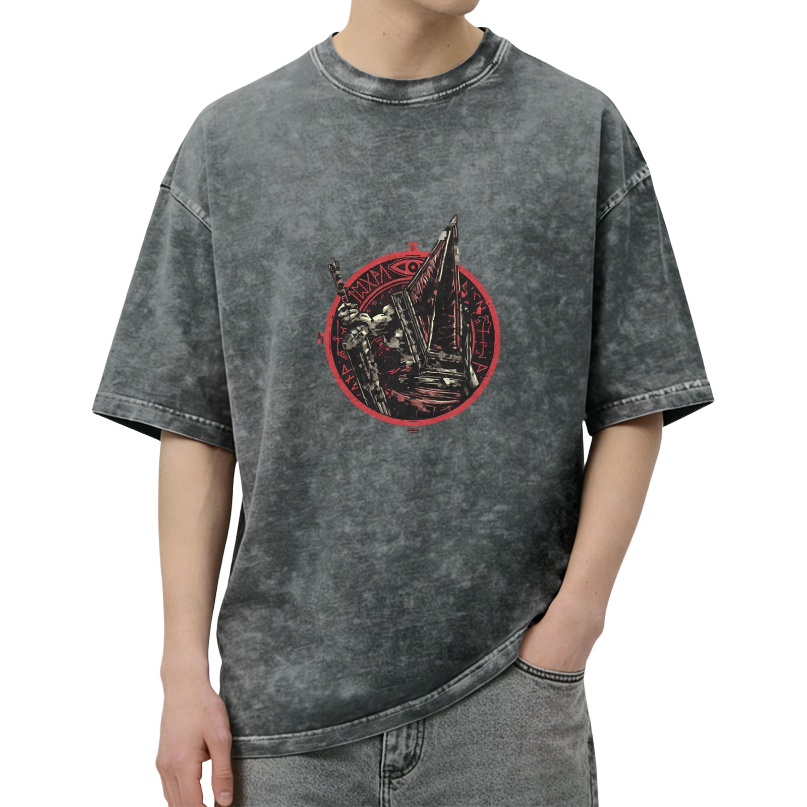 Silent Hill Pyramid Head Graphic Stonewashed Black T-Shirt