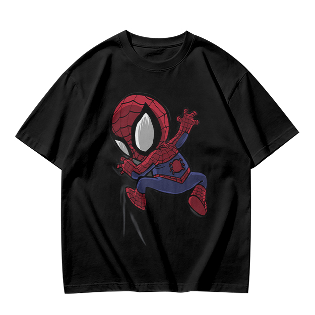 Olive T-shirt with Chibi Spider-Man Graphic Print