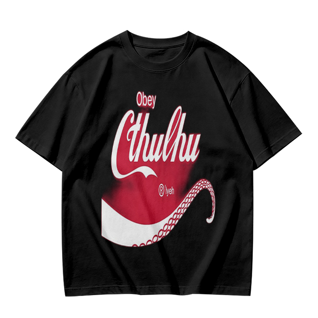 Obey Cthulhu Graphic Print Olive Green T-Shirt