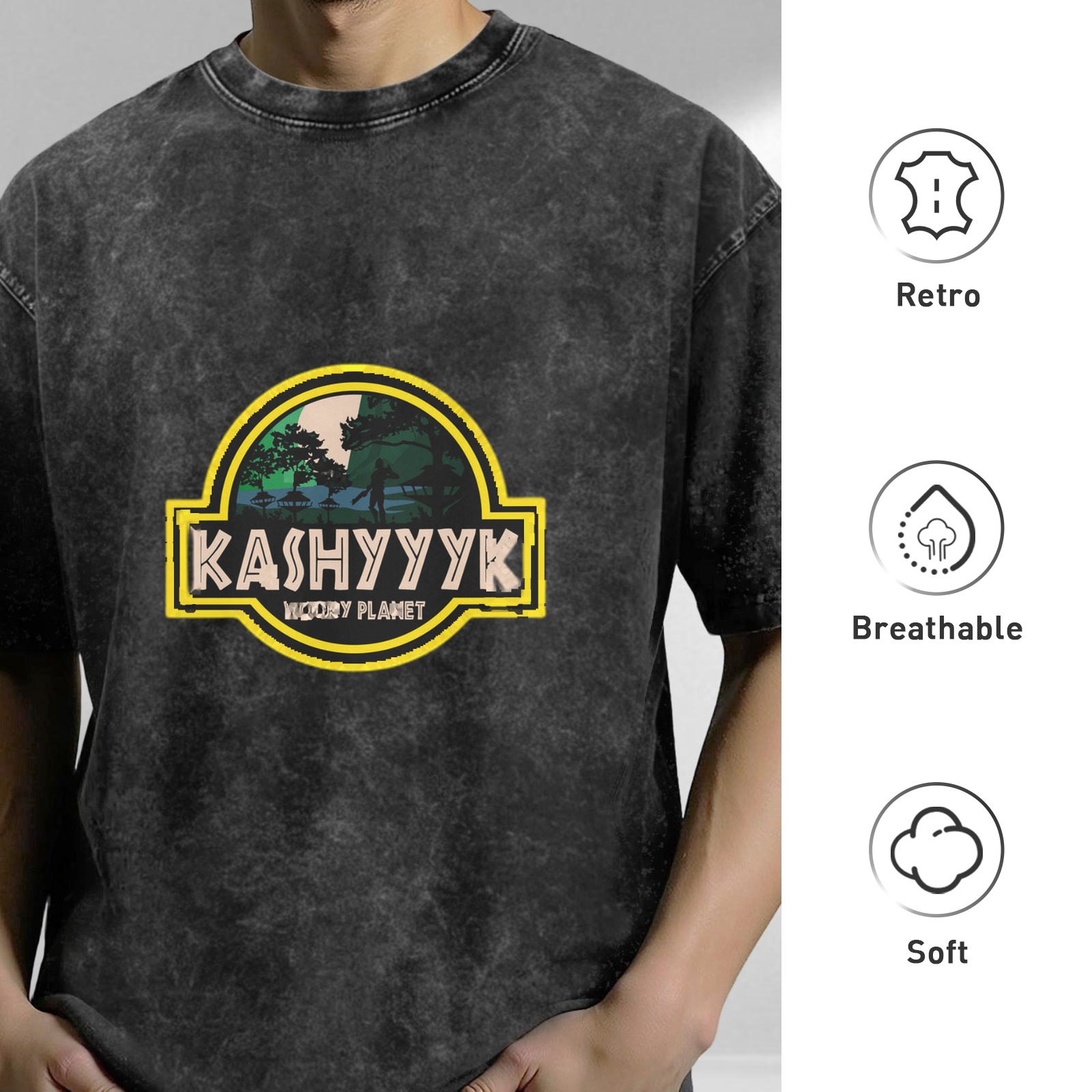 Kashyyyk Wookie Planet Graphic Stonewashed Black T-Shirt