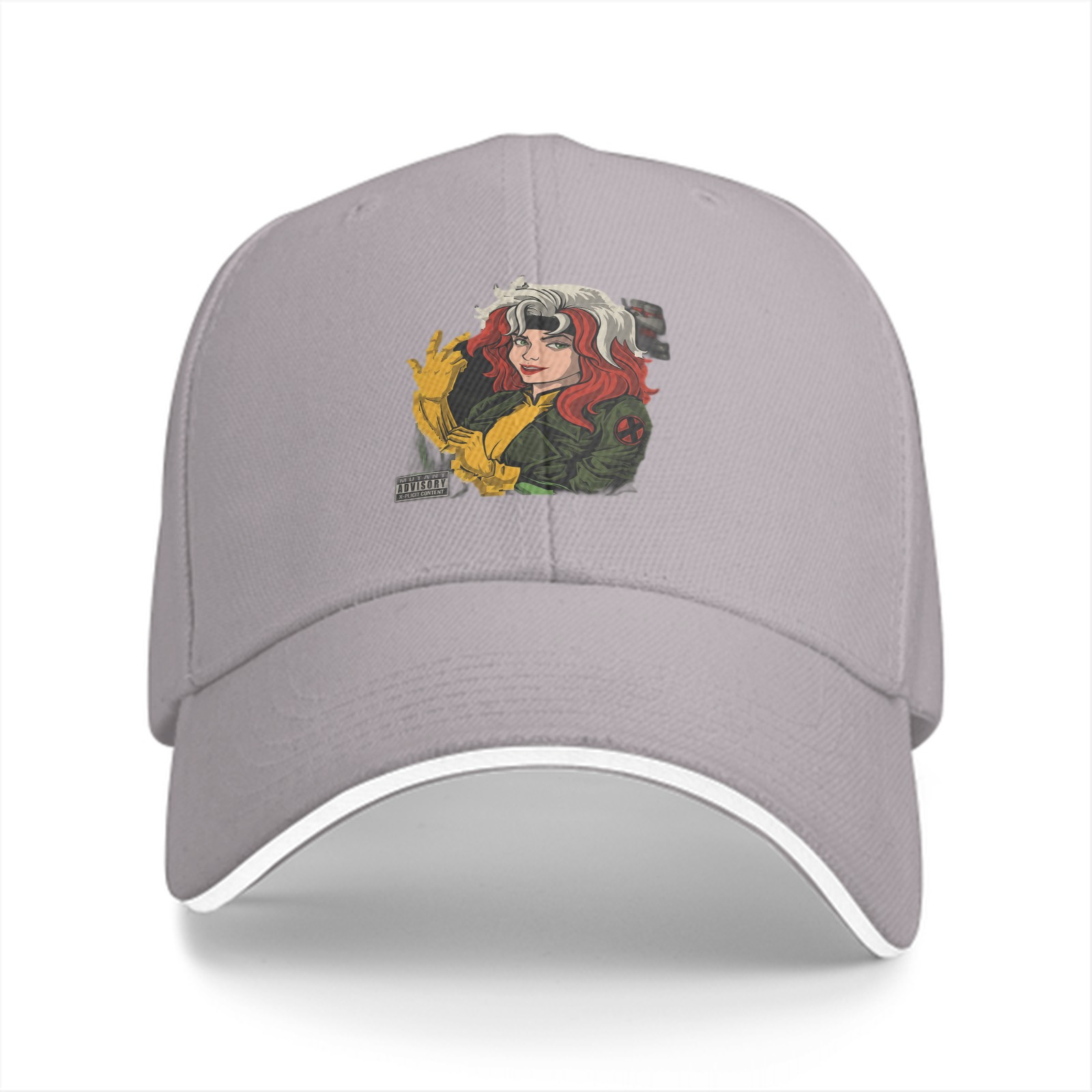 Black Baseball Cap With X-Men Rogue Graphic Print