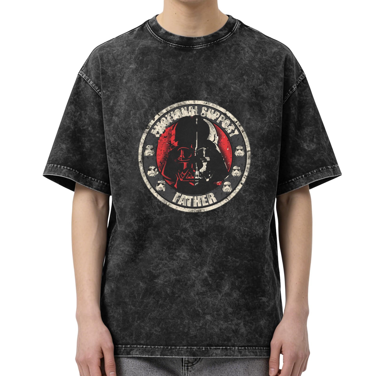 Star Wars Darth Vader Emotional Support Father Acid Wash T-Shirt