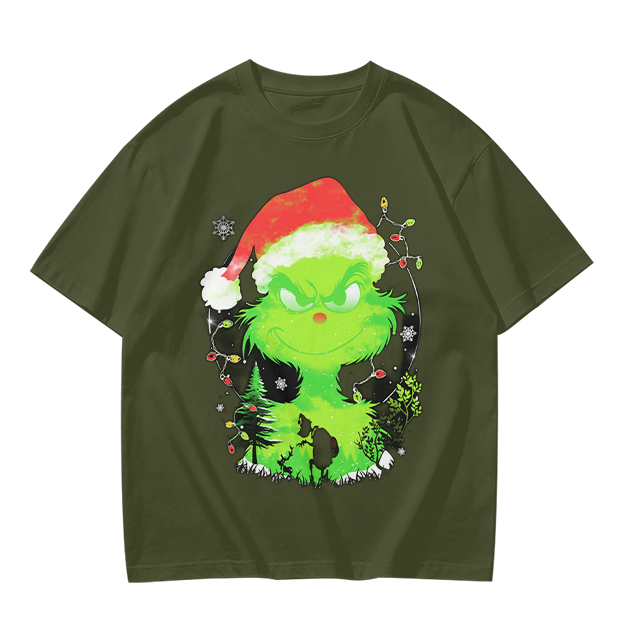 Olive Green Grinch Christmas Graphic T-Shirt