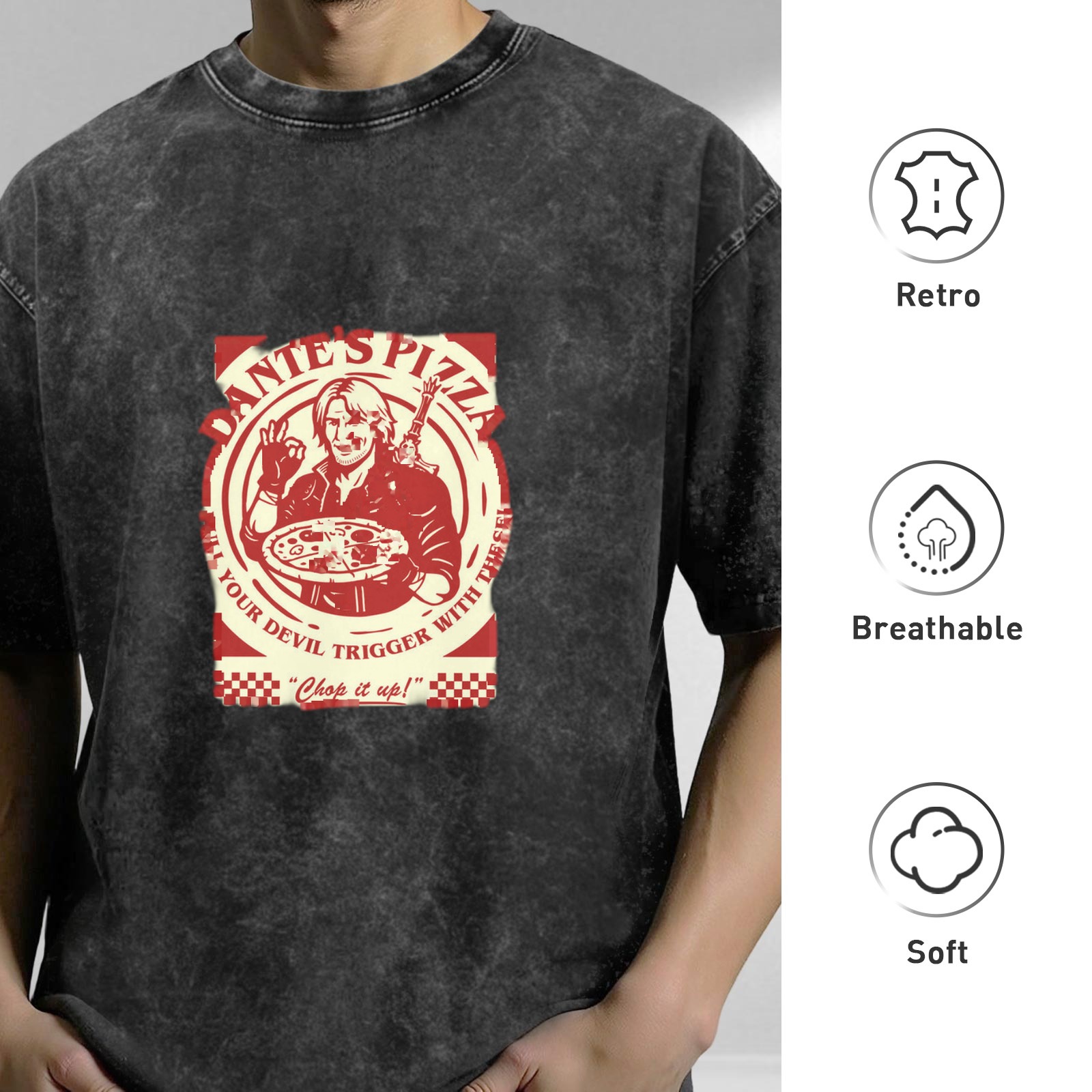 Dante's Pizza Devil Trigger Vintage Washed Graphic T-Shirt