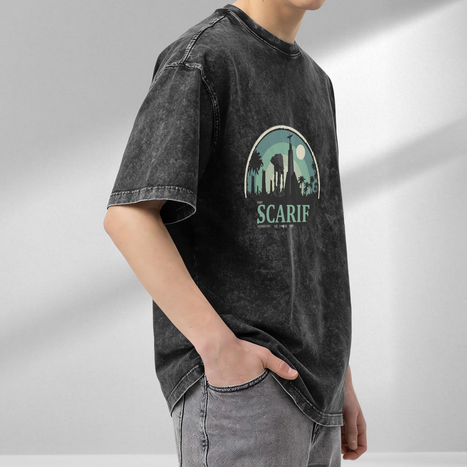 Visit Scarif Star Wars Graphic Acid Wash T-Shirt