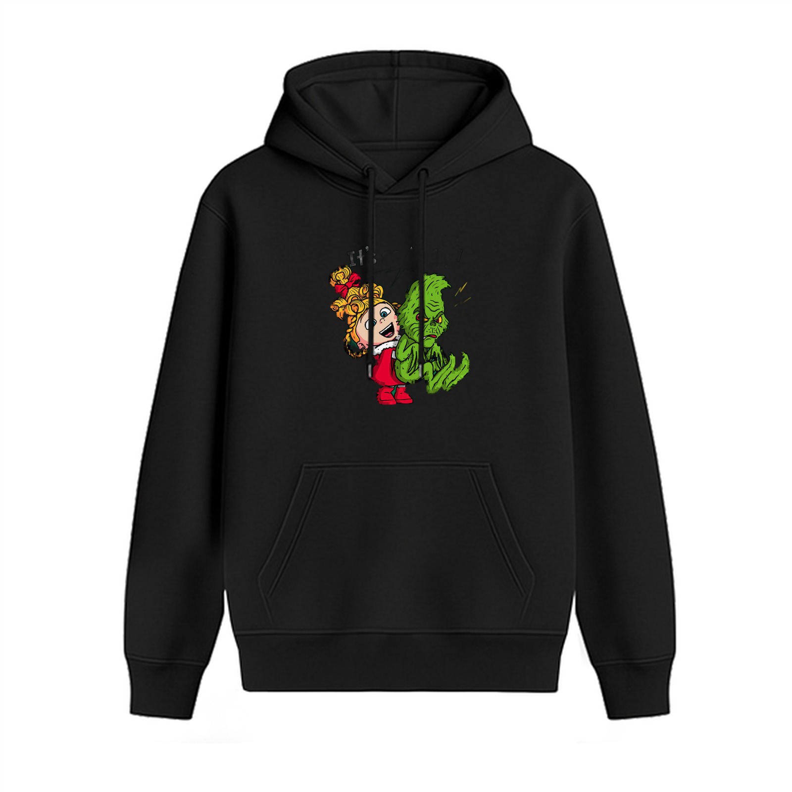 Black hoodie with Cindy Lou Who and Grinch graphic