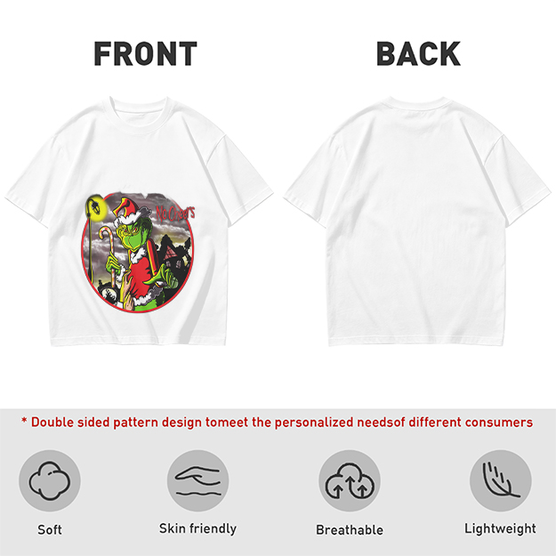Olive T-shirt with Grinch 'No Cheers' Christmas Graphic Print