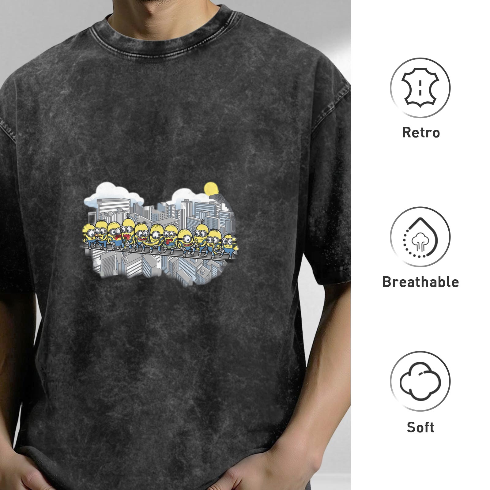 Minions Cityscape Graphic Vintage Wash T-Shirt