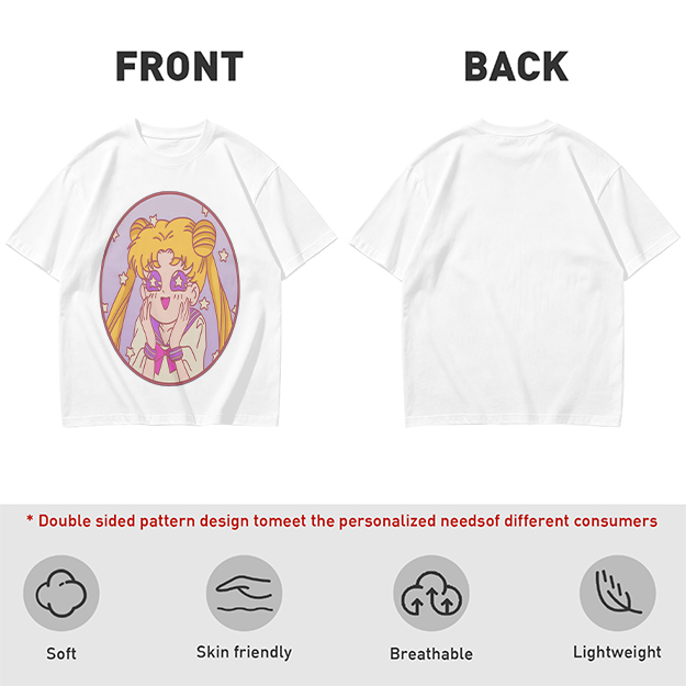 Olive T-shirt with excited anime girl star eyes graphic