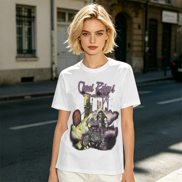 Olive Graphic T-Shirt with Chaos Reigns Biker Artwork
