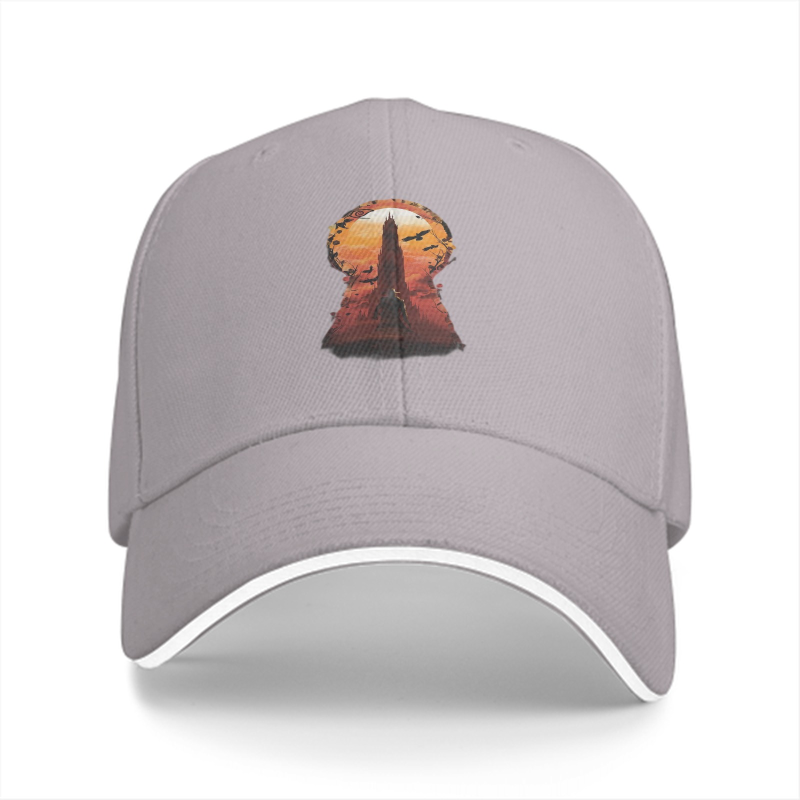 Black Baseball Cap With Keyhole Tower Sunset Art Print