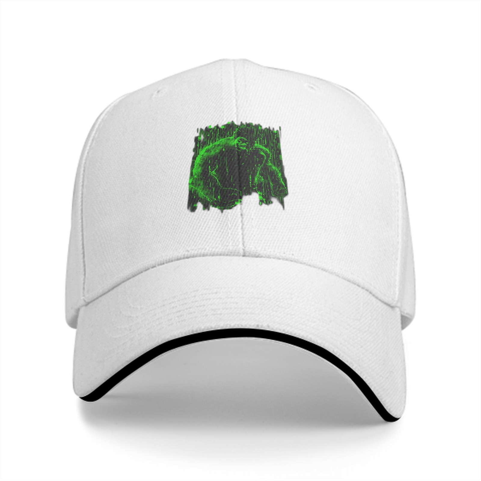 Black Baseball Cap With Green Abstract Art Graphic
