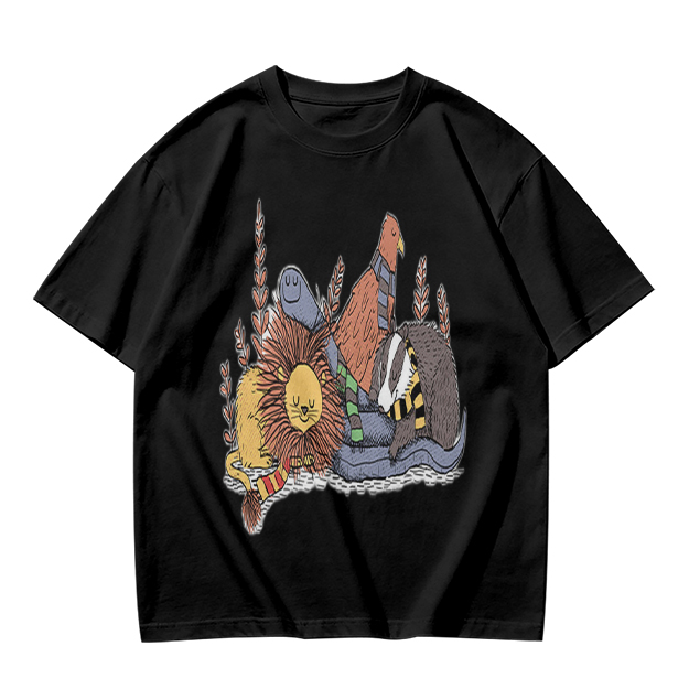 Olive Green T-Shirt With Whimsical Fantasy Creature Graphic Print