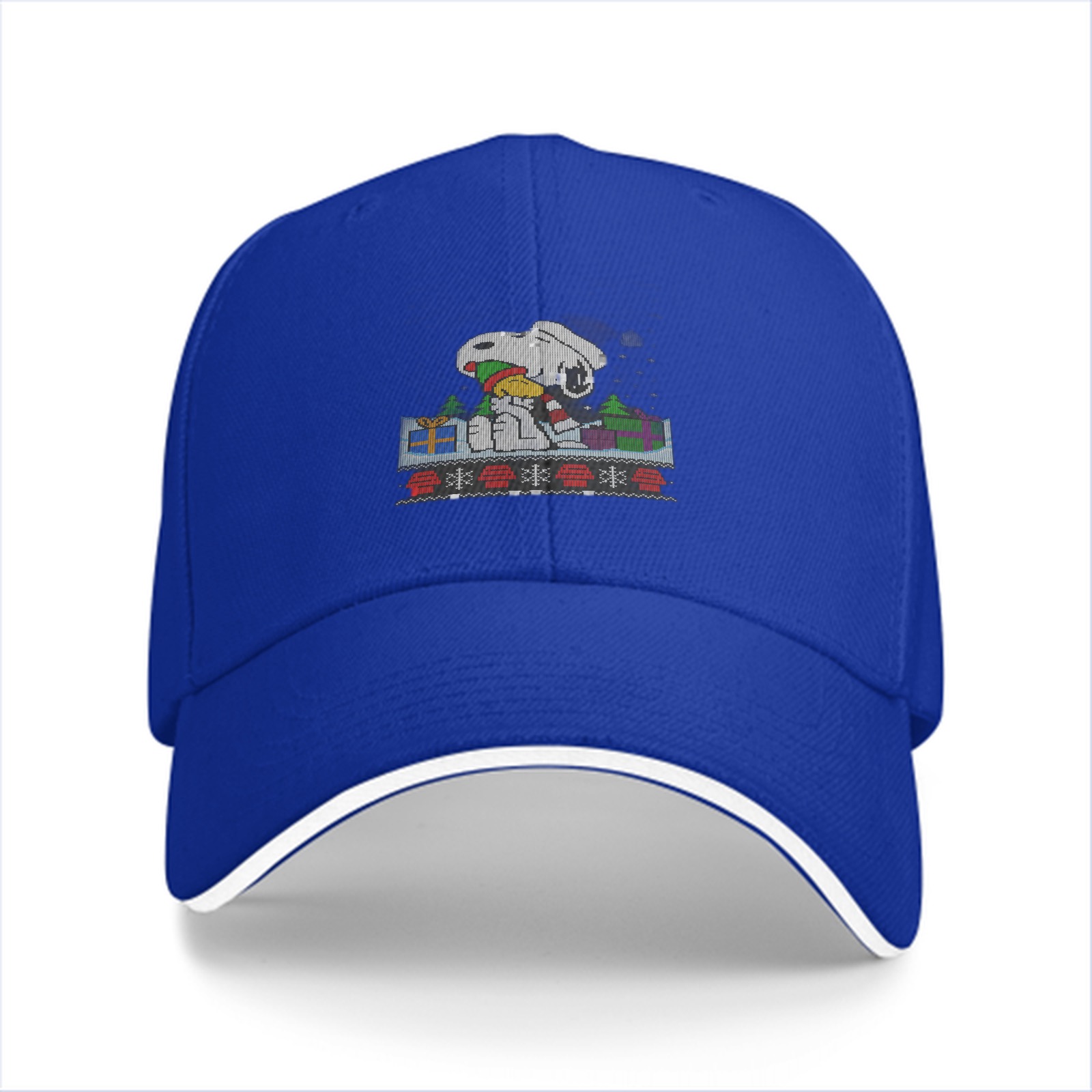 Black Baseball Cap with Snoopy Christmas Holiday Graphic
