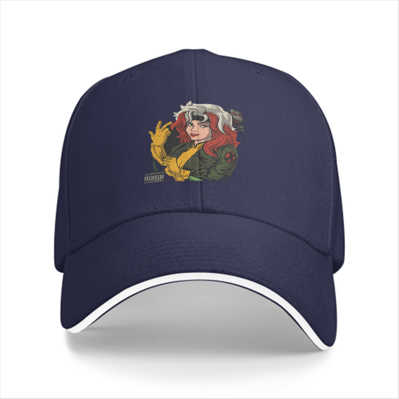 Black Baseball Cap With X-Men Rogue Graphic Print