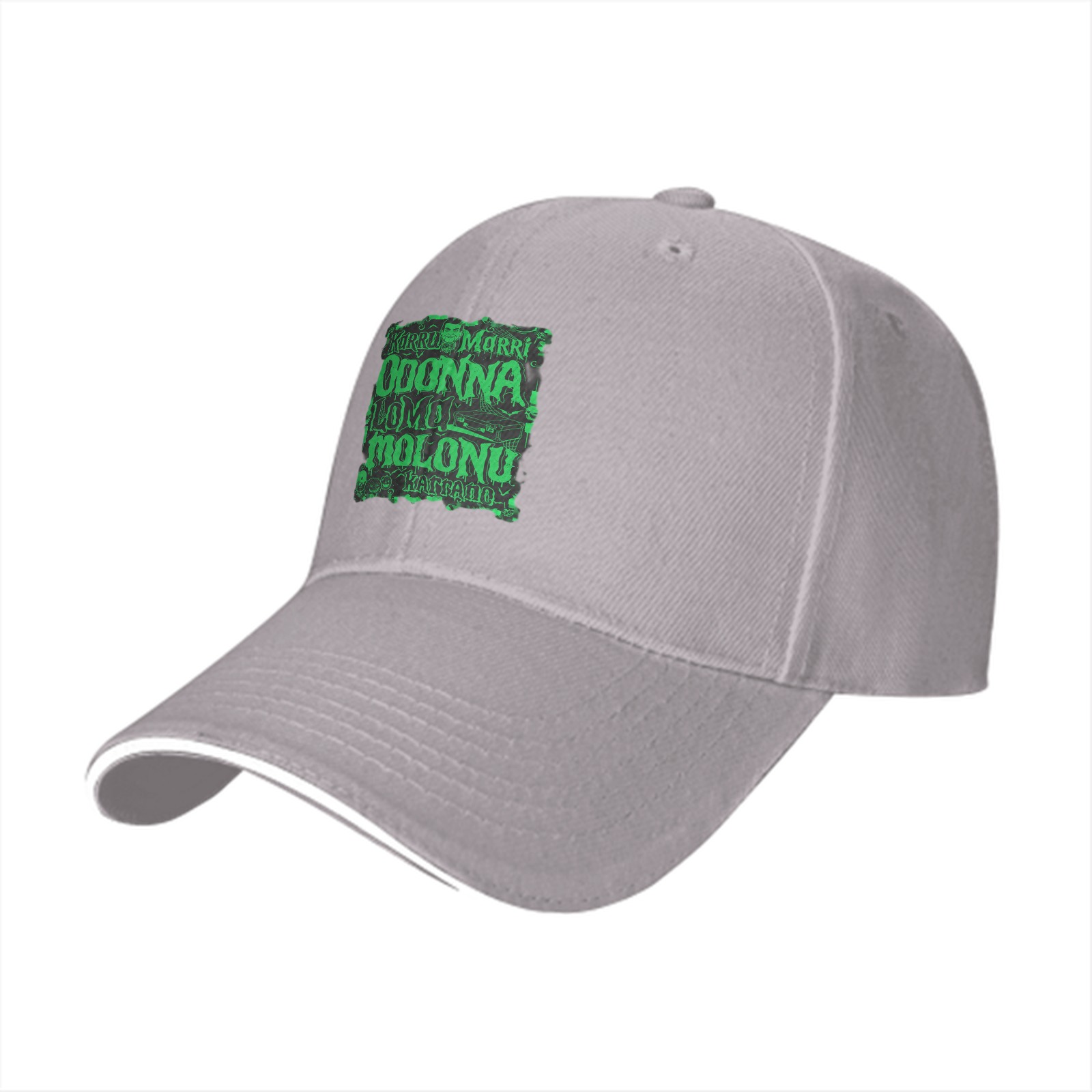 Black Baseball Cap with Green Mystical Text Graphic