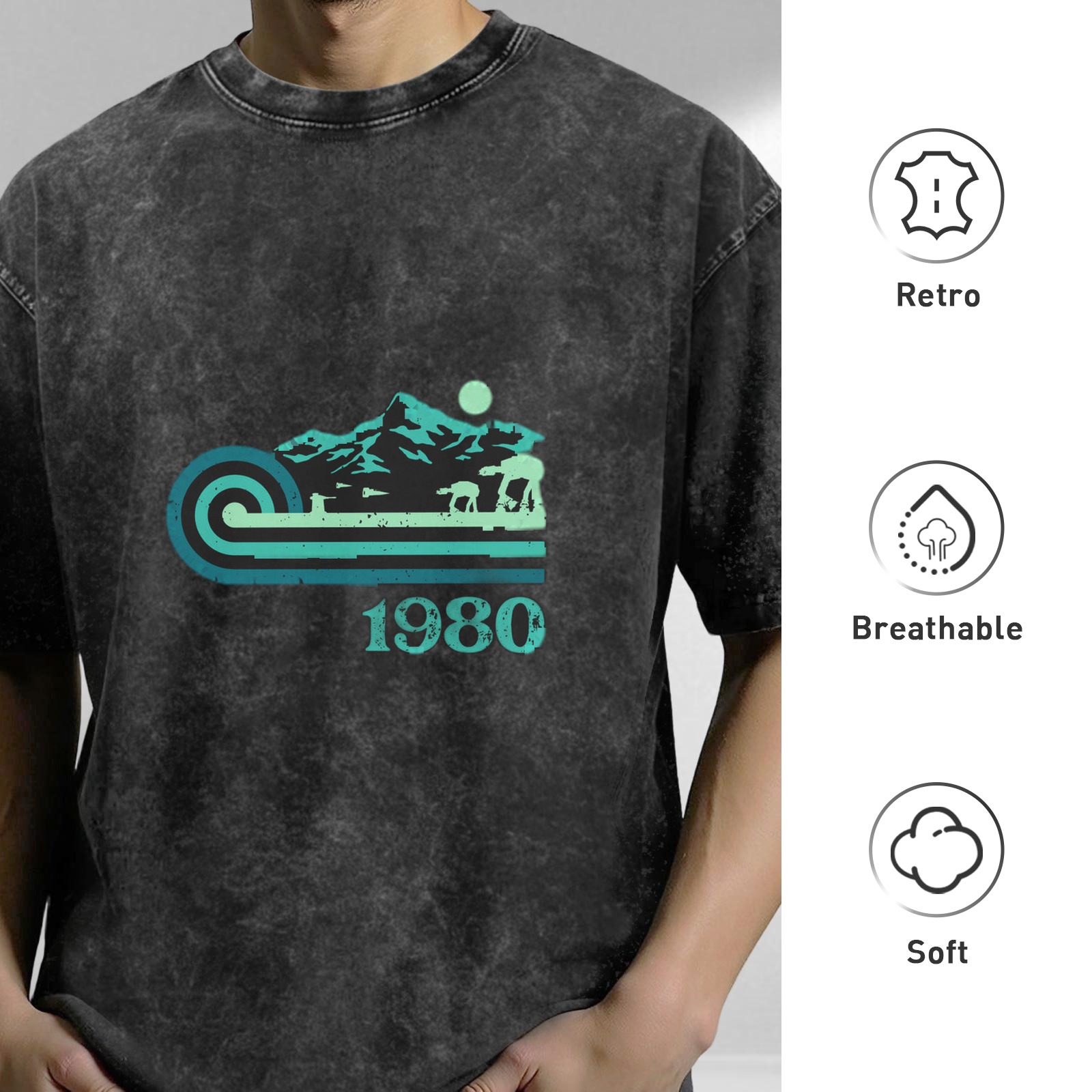 1980 Star Wars Hoth Scene Stonewashed Oversized T-Shirt