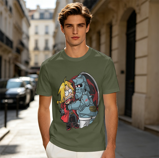 Fullmetal Alchemist Elric Brothers Cartoon Graphic T-Shirt