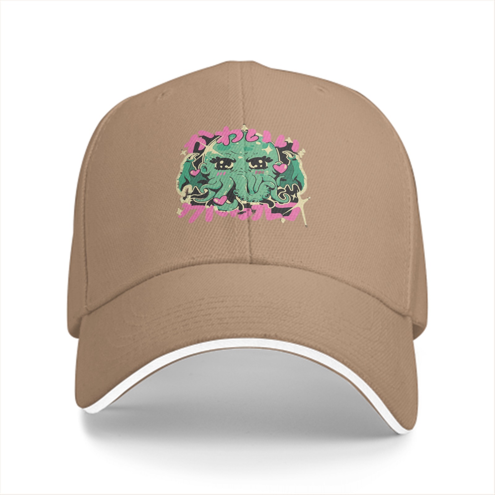 Black baseball cap with cute anime-style Cthulhu graphic