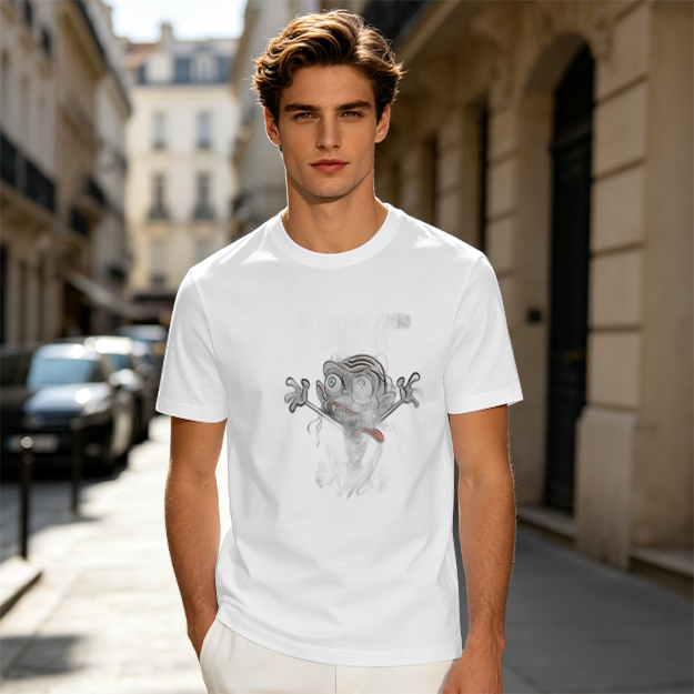Olive Green T-Shirt With Crazy Cartoon Monster Print