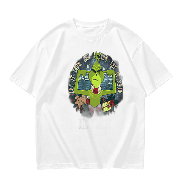 Olive Grinch Christmas Let It Snow Graphic T-Shirt