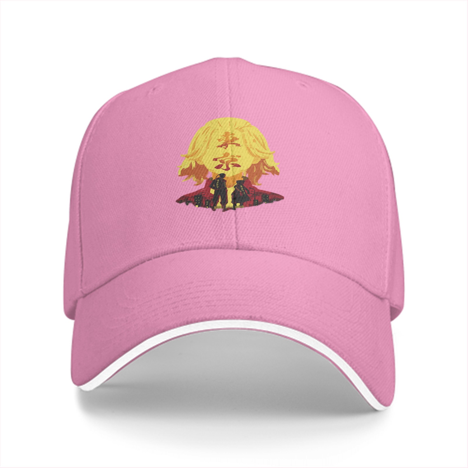 Black baseball cap with Tokyo Revengers anime graphic print